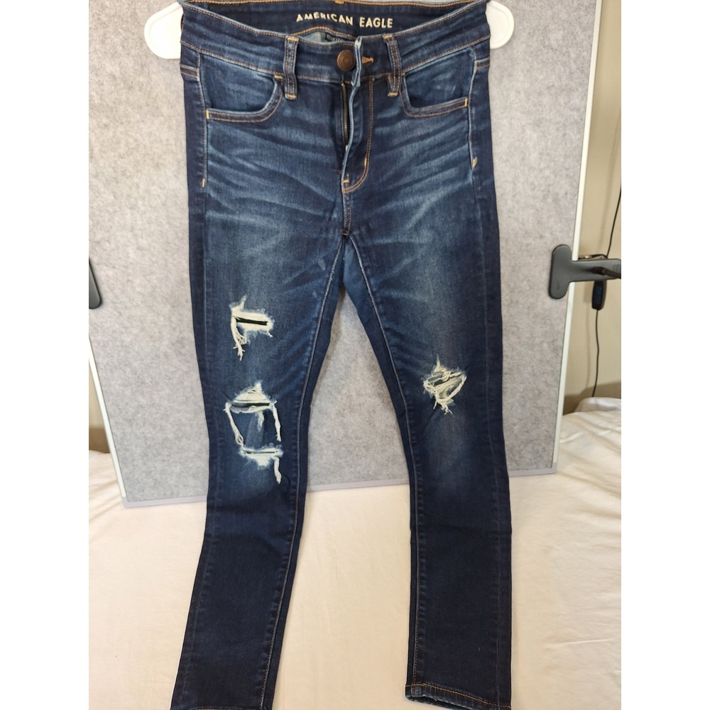 American Eagle Ne(x)t Level Stretch Jegging Dark Wash Distressed Jeans Womens 4